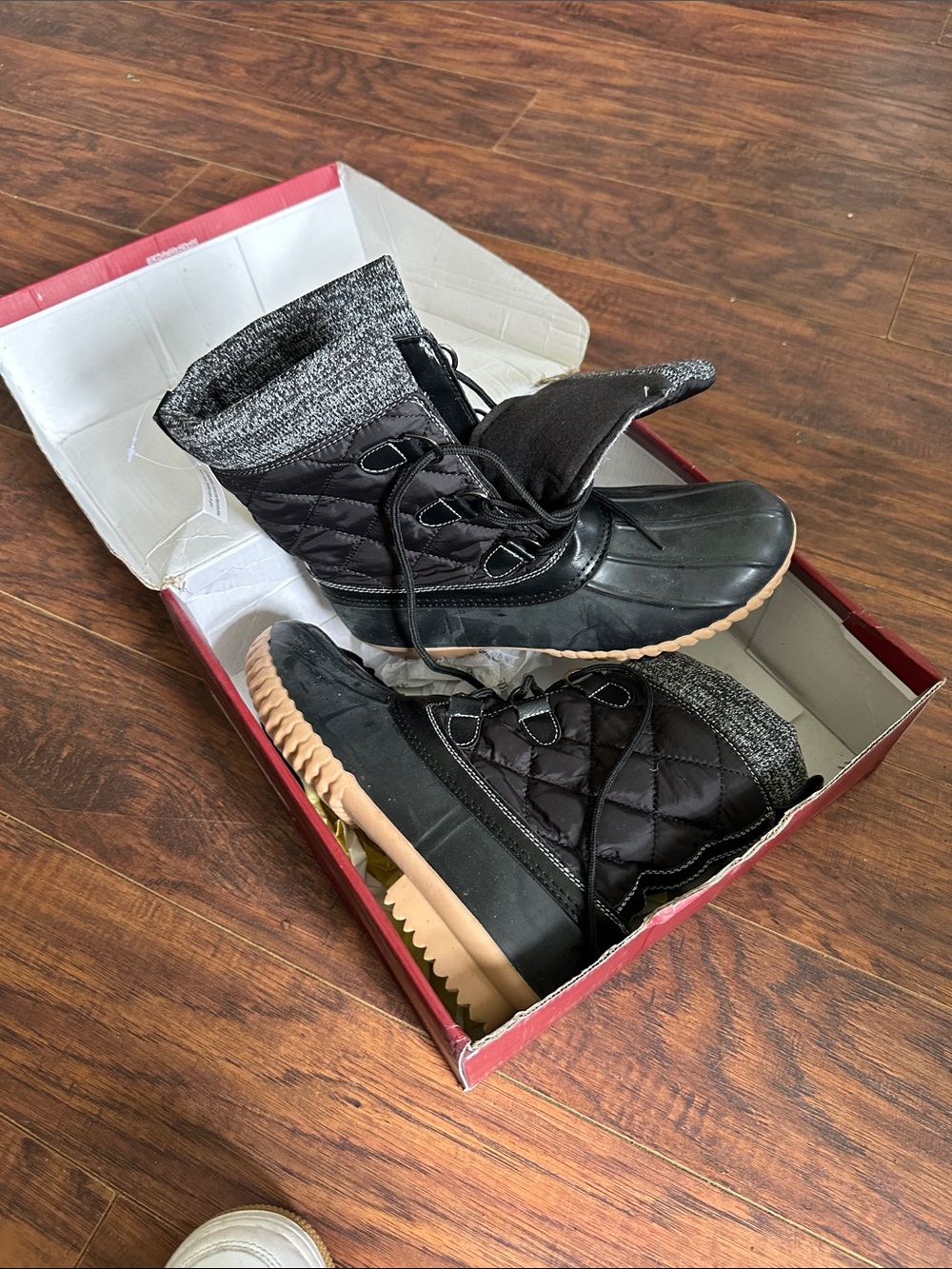 Henry Ferrera Black and Tan Quilted Winter Rain Boots